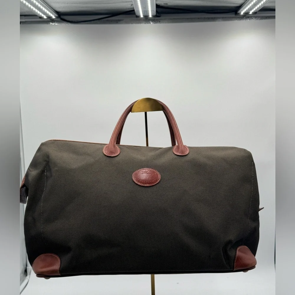 Longchamp Heavy-Weave Canvas & Leather Travel Bag – Weekender Carry-On